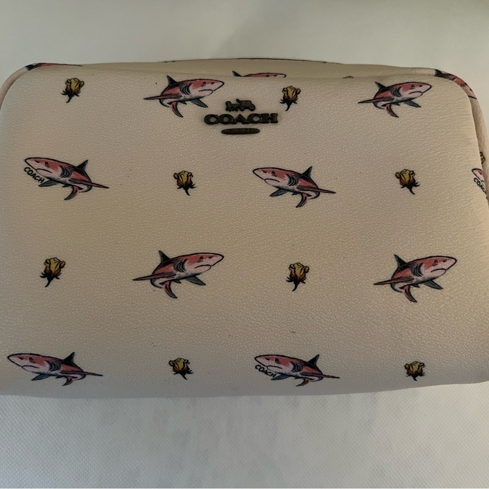 Coach Cream Shark Print Pouch/Cosmetic Bag